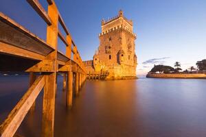 Lissabon, Portugal Bij belem toren Aan de tagus rivier- foto