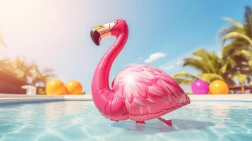 ai gegenereerd realistisch flamingo opblaasbaar ballon foto