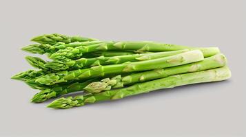 ai gegenereerd vers groen asperges geïsoleerd Aan wit achtergrond met knipsel pad. foto