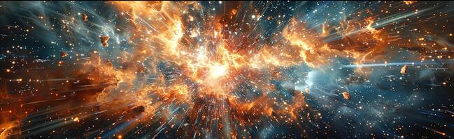 ai gegenereerd supernova's verlichten ruimte met explosief energie, markering de einde van ster leven cycli in een oogverblindend kosmisch schouwspel. foto