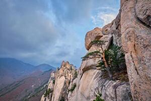 visie van ulsanbawi rots piek. seoraksan nationaal park, zuiden corea foto