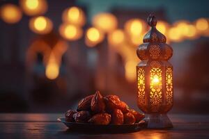 ai gegenereerd Ramadan datums voor iftar opening foto