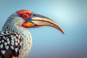 ai gegenereerd vogel roodsnavel neushoornvogel, Namibië, Afrika dieren in het wild, wereld dieren in het wild dag foto