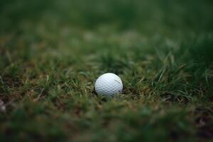 ai gegenereerd golf bal Aan groen gras. neurale netwerk ai gegenereerd foto