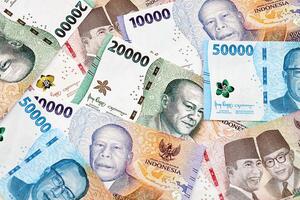 achtergrond beeld van veel Indonesisch roepia geld rekeningen van nieuw serie foto