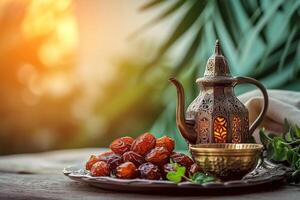 ai gegenereerd Ramadan datums voor iftar opening foto