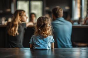 ai gegenereerd divisie van eigendom en kinderen tussen ouders in geval van scheiding. hechtenis van kinderen. gerechtigheid, bescherming van kind rechten. foto