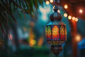 ai gegenereerd sier- Arabisch lantaarn foto