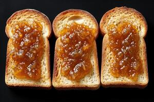 ai gegenereerd toast met fruit jam Aan keuken tafel professioneel reclame voedsel fotografie foto