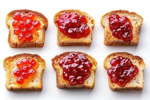 ai gegenereerd toast met fruit jam Aan keuken tafel professioneel reclame voedsel fotografie foto