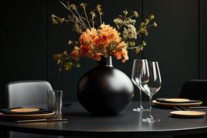 ai gegenereerd modern elegant evenement tafel en bestek instelling in een minimalistische stijl reclame voedsel fotografie foto