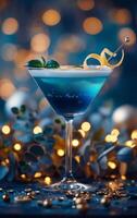 ai gegenereerd blauw cocktail drinken foto