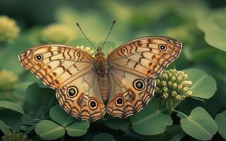 ai gegenereerd bewaren de sereen elegantie van een sepia gekleurde vlinder foto
