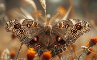 ai gegenereerd een gedetailleerd beeld van een vlinder met mahonie tinten foto