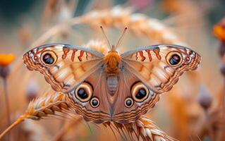 ai gegenereerd een macroscopisch visie van een mahonie vlinder foto