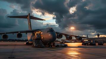 ai gegenereerd een lading vlak Bij de luchthaven dokken ladingen of lost lading. ai gegenereerd foto