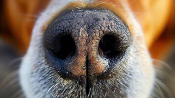 ai gegenereerd detailopname van een honden neus. foto
