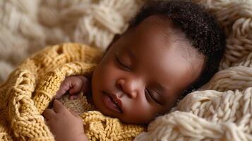 ai gegenereerd een mooi pasgeboren baby in zacht comfortabel kleren. ai gegenereerd foto