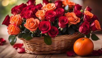 ai gegenereerd rood anjer bloemen Bij de boeren markt foto