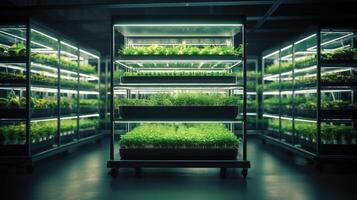 ai gegenereerd kamer gevulde met groen planten foto