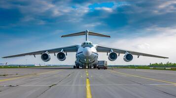 ai gegenereerd een lading vlak Bij de luchthaven dokken ladingen of lost lading. ai gegenereerd foto