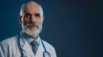 ai gegenereerd portret van een mannetje medisch arbeider met een stethoscoop. ai gegenereerd foto