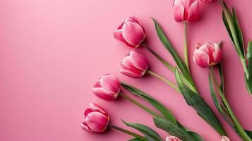 ai gegenereerd ai gegenereerd moeder dag, Valentijnsdag dag achtergrond concept met tulp bloem. foto