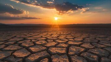 ai gegenereerd droog land- met gebarsten grond foto