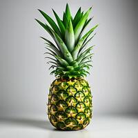 ai gegenereerd een ananas Aan een wit achtergrond foto