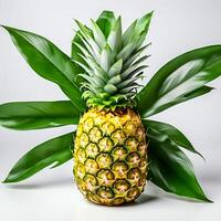 ai gegenereerd een ananas Aan een wit achtergrond foto