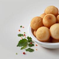 ai gegenereerd panipuri of fuchka wit achtergrond foto