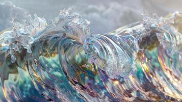 ai gegenereerd holografische water Golf concept kunst achtergrond. generatief ai foto