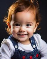 ai gegenereerd detailopname portret glimlachen babygegenereerd beeld foto