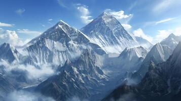 ai gegenereerd majestueus hoogten vastleggen de schoonheid van berg toppen en gletsjers foto