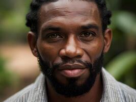 ai gegenereerd detailopname portret van de Mens van Jamaica foto