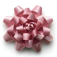 ai gegenereerd roze boog geïsoleerd Aan wit achtergrond met schaduw. roze geschenk boog geïsoleerd. lint voor cadeaus en presenteert foto