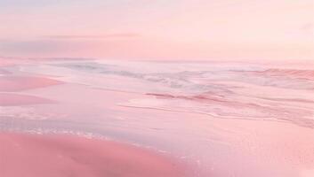 ai gegenereerd roze strand roze lucht roze zee foto