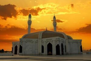 hassan nl ieder moskee Bij nacht in jedda. Islamitisch architectuur. saudi Arabië foto