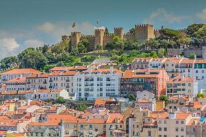 Lissabon, Portugal horizon Bij sao Jorge kasteel in de middag. foto