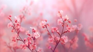 ai gegenereerd roze bloemen Aan een wazig achtergrond foto
