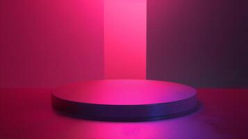 ai gegenereerd abstract pastel podium 3d helling studio kamer met kunstmatig schoonheid producten en venster schaduwen foto