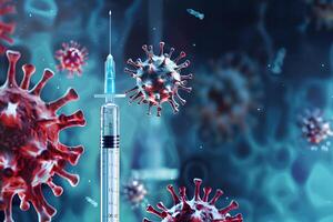 ai gegenereerd virus vaccinatie met antilichaam symbool foto