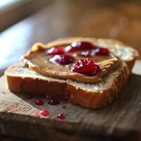 ai gegenereerd geroosterd brood met pinda boter en gelei foto