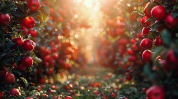 ai gegenereerd veld- van rood appels foto