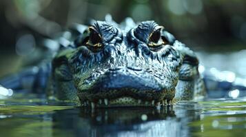 ai gegenereerd groot alligator in de water foto