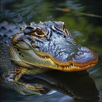 ai gegenereerd groot alligator in de water foto