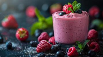 ai gegenereerd BES en munt gegarneerd smoothie foto