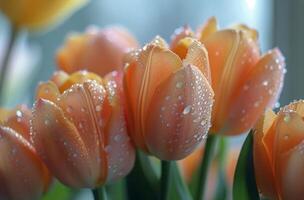 ai gegenereerd geel bloemen gedekt in water druppels foto