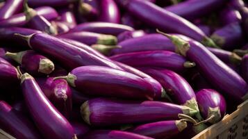 ai gegenereerd overvloedig mand van smaakvol, vers aubergines foto