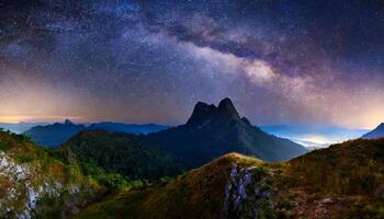 ai gegenereerd sterrenhemel nacht natuur landschap foto